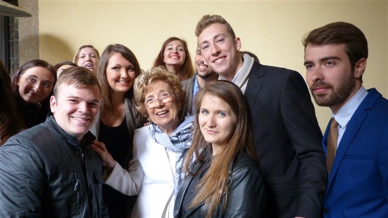 Sofia Corradi with Erasmus students