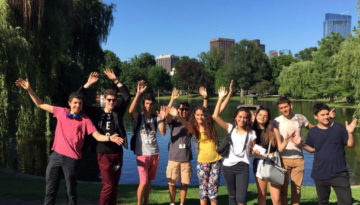 FLS International Boston Commons students in the park