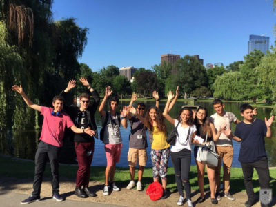 FLS International Boston Commons students in the park