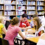 Students in the library