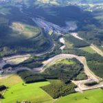 Aerial view of the famous Circuit de Spa-Francorchamps, Francorchamps, Stavelot, Belgium