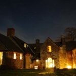 Back of Trebinshun House school at night