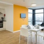 Communal kitchen in the Prince Consort Village student residence