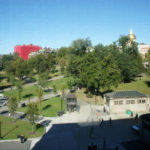 La vista di Boston Commons dalla finestra della scuola