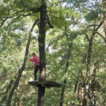 Gli studenti della GLS mentre scalano la foresta Wuhlheide 