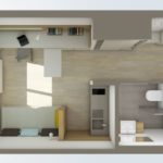 La pianta di un appartamento con una sola stanza da letto degli appartamenti degli studenti della scuola Collegium Palatinum