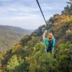 Lancio con la carrucola fuori da Asheville, Carolina del Nord.