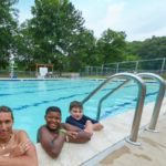 Camp Twin Creeks campers at the camp pool