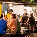 Fukuoka's famous food stalls (yatai) located along the river on Nakasu Island