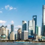 Lo skyline mattutino di Shanghai, Cina