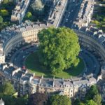 Aerial view of the Circus in Bath, England