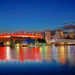 Skyline of Vancouver at night, Canada