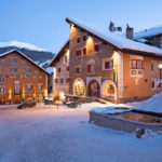 The main square in winter, Zuoz, Switzerland