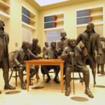 Bronze statues of the signers of the American constitution in Philadelphia, United States of America