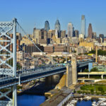 Panoramic view of the bridge and skyline of Philadelphia, United States of America