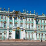 The facade of the prestigious Hermitage museum in St. Petersburg