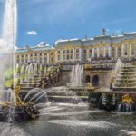 The palace of the Czar in Peterhof, on the banks of St. Petersburg