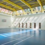 Il campo da basket del Trinity Hall a Dublino, Irlanda