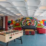 L'area relax e sala giochi del Trinity Hall a Dublino, Irlanda