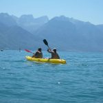 Alpadia Montreux French Summer Camp students go kayaking on Lake Geneva