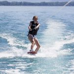 Alpadia Montreux French Summer Camp students go waterskiing on Lake Geneva