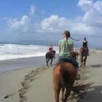Piccola Università Italiana Tropea students ride horses on the beach