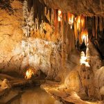 Rock formations in Grotte de la Madeleine in Ardèche, France