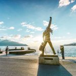 La statua di Freddie Mercury sul lungolago a Montreux, Svizzera