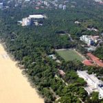 Aerial view of the Linguaviva Summer Camp showing the private beach