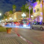 Mizner Park at night in Boca Raton, Florida