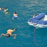 I partecipanti dell'Alphabet Sea Quest Camp nuotano