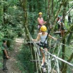 Alphabet Outdoor Exploration Camp students do a high ropes course