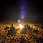 Bonfire on the beach in front of the Safari Lodge where the volunteers stayed during the weekend safari to Saadani National Park
