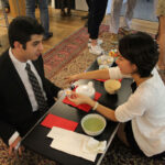 A Japanese professional student demonstrates a traditional tea ceremony
