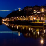 The Clifton suspension bridge in Bristol at dusk