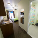 A bathroom in the Vantaggio State Street student residence