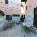 The student patio in the Vantaggio State Street student residence