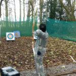 English in York student tries archery at Hazelwood Castle