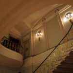 A staircase in Fisher College