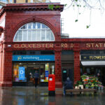 The Gloucester Road Underground Station, across the street from Frances King, in South Kensington, London
