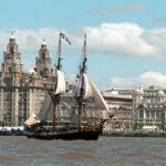 Liverpool waterfront with schooner