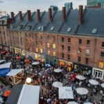 Stores and cafés of the South Street Seaport in New York City