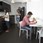 A kitchen in The Curve student residence, London
