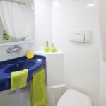 A bathroom in a Liberty Park room