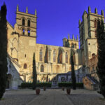 The courtyard of the Cathedrale St Pierre in Montpellier