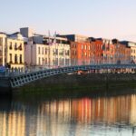 The Halfpenny Bridge over the Liffey River in Dublin, Ireland