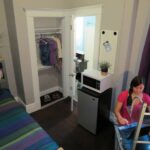 Single room amenities in the USA student residence, San Francisco