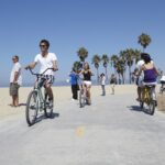 ELC Los Angeles students biking on Venice Boardwalk