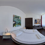 Panoramic view of the GLS campus studio apartments
