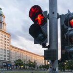 Traffic light showing red man, Frankfurter Tor, Friedrichshain, Berlin, Germany